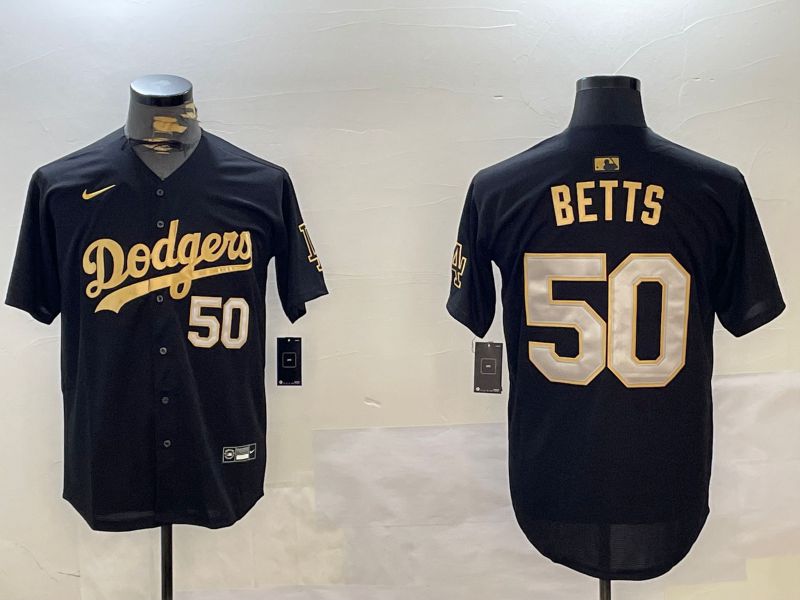 Men Los Angeles Dodgers #50 Betts Black Gold Game 2024 Nike MLB Jersey style 1209